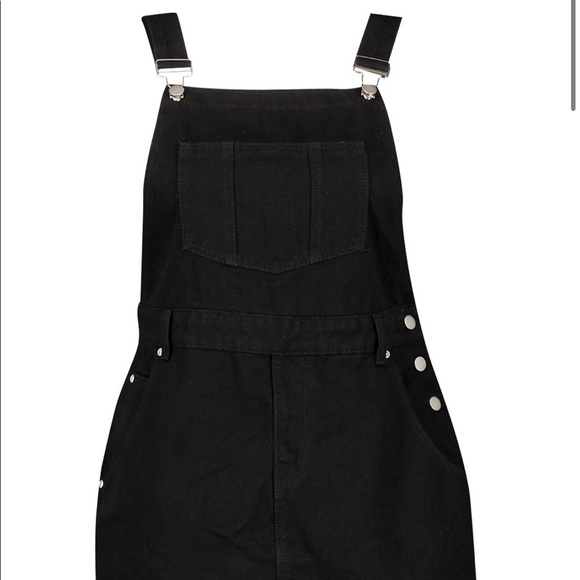 Boohoo Denim Overall Frayed Hem Pinafore Dress - Picture 2 of 9